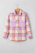 Plaid Corduroy Pockets Brushed Checkered Shacket Woman Outerwear