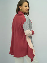 Shiny Color Block Open Front Cardigan Woman Outerwear