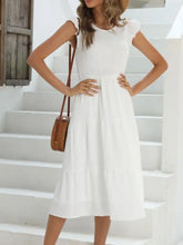 Ruffled Round Neck Cap Sleeve Dress Casual Dresses