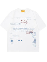 Men's Letter Round Neck Oversized T-Shirt White Mens Tops