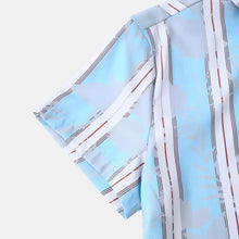 Men's Plus Size Casual Striped Short Sleeve Button-Up Shirt Mens Tops