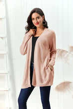 Cable-Knit Open Front Long Sleeve Cardigan Woman Outerwear