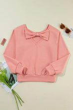 Bow Round Neck Long Sleeve Sweatshirt Woman Sweatshirts