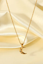 18K Gold Plated Inlaid Zircon Moon Pendant Necklace Necklaces