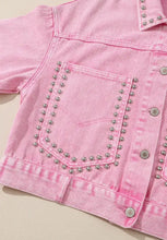 Studded Button Up Denim Jacket Woman Outerwear