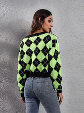 Geometric Button Up Long Sleeve Cardigan Woman Outerwear