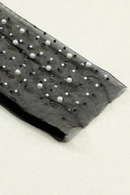 Pearl Long Sleeve Mesh Cropped Top Woman Blouses