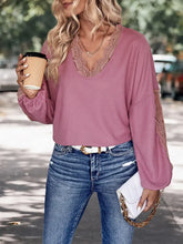 Perfee Lace Detail V-Neck Top Woman Blouses