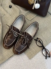 Round Toe Flat Slip-Ons Brown Woman Loafers