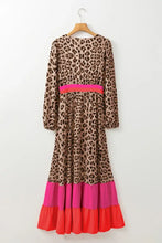 Leopard V-Neck Long Sleeve Maxi Dress Woman Maxi Dress