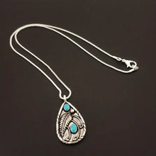Alloy Artificial Turquoise Teardrop Pendant Necklace Fashion Jewelry