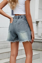 Raw Hem Studded Denim Shorts Denim Shorts