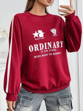 Letter Graphic Round Neck Long Sleeve Sweatshirt Woman Sweatshirts