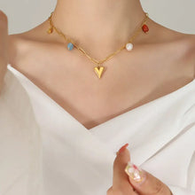 Titanium Steel Heart Pendant Necklace Gold One Size Necklaces