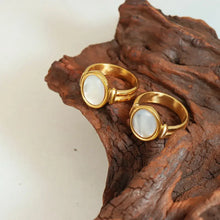 Titanium Steel White Sea Shell Ring Rings
