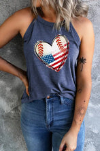 US Flag Heart Graphic Tank Dusty Blue Tanks & Camis