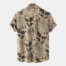 Men's Plus Size Floral Print Short Sleeve Button Down Shirt Mens Tops
