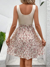 Tied Front Floral Mini Tank Dress Woman Casual Dress