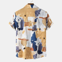 Men's Plus Size Abstract Print Short Sleeve Button-Up Shirt Mens Tops