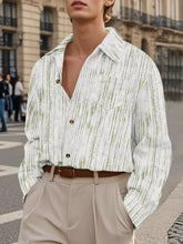 Men's Full Size Button Down Long Sleeve Striped Shirt Plus Size Lime Mens Tops