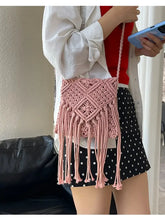 Fringe Woven Crossbody Bag Dusty Pink One Size Shoulder Bags