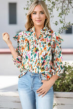 Printed Notched Neck Blouse Multicolor Woman Blouses