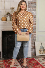Plus Size Polka Dot Long Sleeve Blouse Woman Blouses