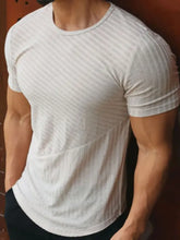 Men's Round Neck Short Sleeve Striped T-Shirt Mens Tops