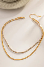 Double-Layered Inlaid Zircon Stainless Steel Necklace Necklaces