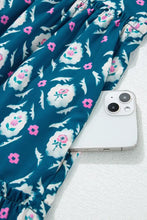 Printed Tie Neck Ruffled Cap Sleeve Dress Woman Casual Dress