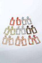 Square Shape Glass Stone Dangle Earrings Earrings