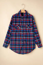 Pocketed Plaid Collared Neck Long Sleeve Shacket Woman Outerwear