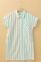 St Patricks Striped Wide Short Sleeve Shift Mini Shirt Dress Casual Dresses