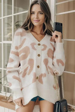Leopard V Neck Button Down Cardigan Woman Outerwear