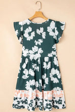Floral Print Ruffle Sleeve Empire Waist Mini Dress Casual Dresses