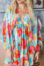 Floral Bracelet Sleeve Empire Waist Mini Dress Woman Casual Dress