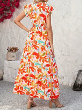 Ruffled V-Neck Cap Sleeve Dress Casual Dresses