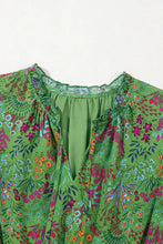 Floral Tie Split Neck Frilly Ruffle Trim Tiered Short Dress Woman Dress