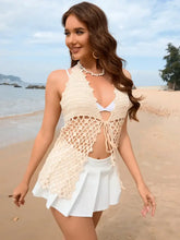 Tied Openework Halter Neck Cover-Up Swimwear Cover-Ups