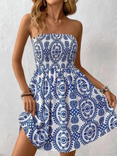 Smocked Printed Tube Mini Dress Casual Dresses