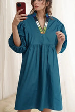 Loose Fit Puff Sleeve Mini Dress Woman Casual Dress