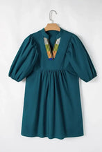 Loose Fit Puff Sleeve Mini Dress Woman Casual Dress