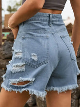 Distressed Raw Hem Denim Shorts Denim Shorts