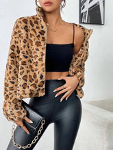 Fuzzy Turtleneck Leopard Zip Up Jacket Woman Outerwear
