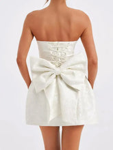 Lace-Up Sleeveless Satin Mini Dress with Bow Cocktail Dress
