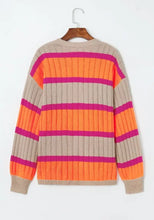 Contrast Striped Drop Shoulder Open Front Cardigan Woman Outerwear