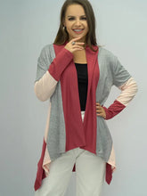 Shiny Color Block Open Front Cardigan Woman Outerwear