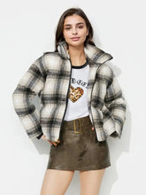 Plaid Zip Up Long Sleeve Jacket Woman Outerwear