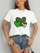 Heart Round Neck Short Sleeve T-Shirt Woman T Shirts
