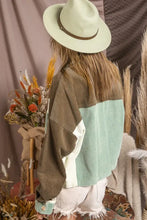 Pocketed Color Block Collared Neck Jacket Woman Outerwear